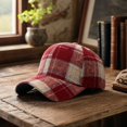 thumbnail image 6 of Clossjun Women Men Stylish Plaid Baseball Cap Fall Winter Warm Classic Hat Soft Casual Dad Hat for Outdoor Sport Wine, 6 of 6