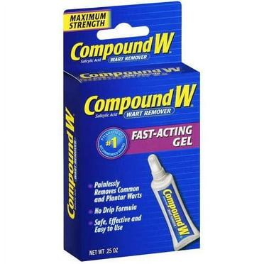 Compound W Maximum Strength, Fast-Acting Gel 0.25 oz, $7.58, rated 4.4 of out 5 stars from 504 reviews