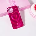 thumbnail image 4 of Compatible for iPhone 15 Pro Max Case Cute Love Heart Fashion Soft Silicone Electroplate 3D Heart Water Ripple Bling Glitter Shockproof Women Girls Case Cover - Hot Red, 4 of 13