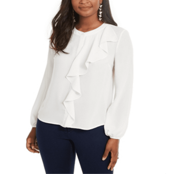 Thalia Sodi Women's Ruffled Top White Size X-Large