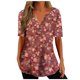 thumbnail image 2 of ICHUANYI Clearance Fashion Women Summer Causal Printing Short Sleeve V-Neck Top Blouse Button T-Shirt(Red, M) ICHUANYI WER2023081109217, 2 of 5