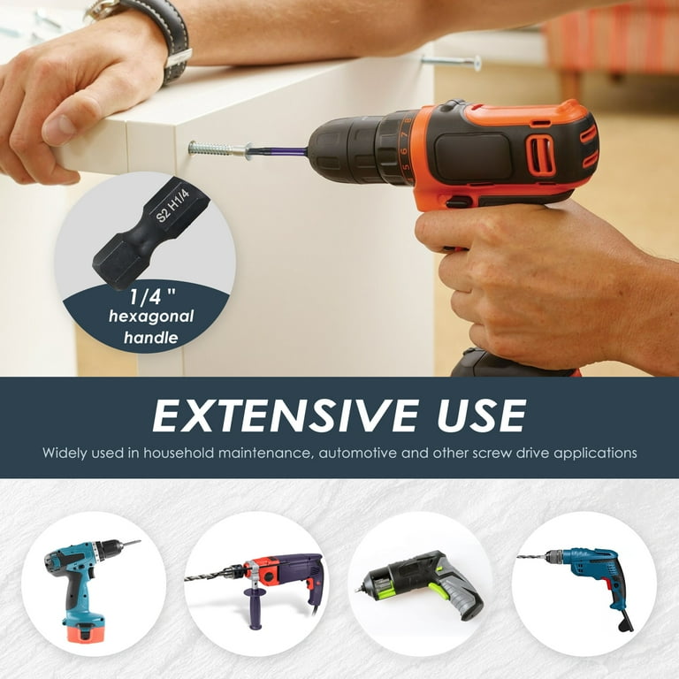 20Pcs Impact Hex Head Allen Wrench Drill Bit Set SAE and Metric S2 Alloy Steel Hex Bit Kit Magnetic 1 4inch Quick Release Hex Shank Screw Driver Drill
