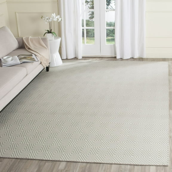 SAFAVIEH Wilton Donella Geometric Diamonds Area Rug, Light Grey/Ivory, 9' x 12'