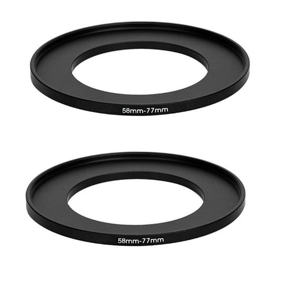(2 Pack) Fotasy 58-77MM Step-Up Ring Adapter, 58mm to 77mm Step Up Filter Ring, 58 mm Male 77 mm Female Stepping Up Ring for DSLR Camera Lens and ND UV CPL Infrared Filters