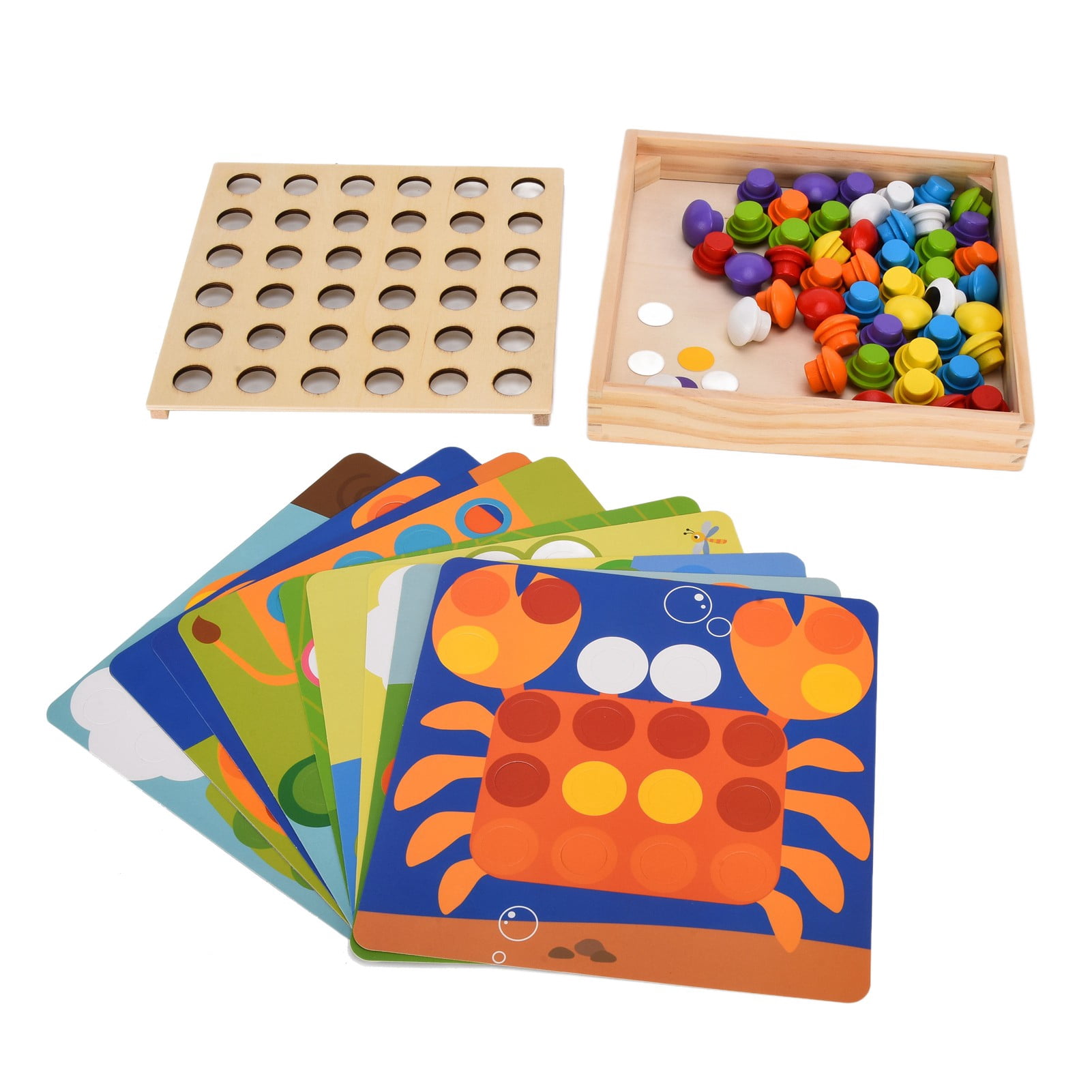 296 Clous Champignon + Panneau Perforé – Mosaïque Créative – Couleurs Assorties – Jeu Éducatif ABS – Cadeau Enfant