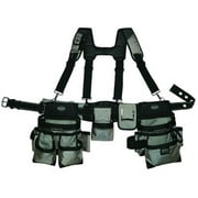 Bucket Boss Mullet Buster 3 Tool Bag Tool Belt with Suspenders, in Grey, 55135