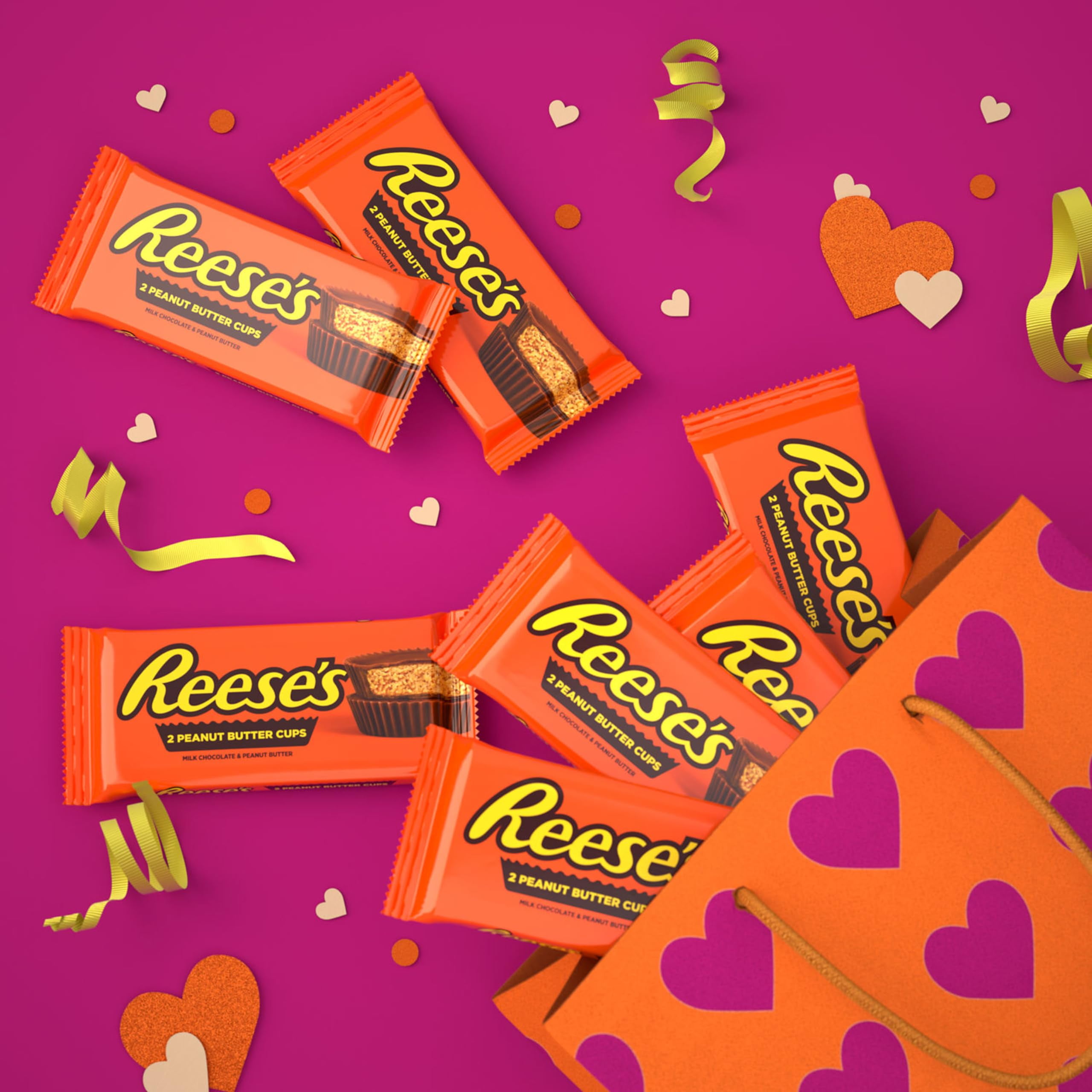 Reese's Milk Chocolate Peanut Butter Cups, Valentine's Day Candy Packs, 1.5 oz (6 Count)