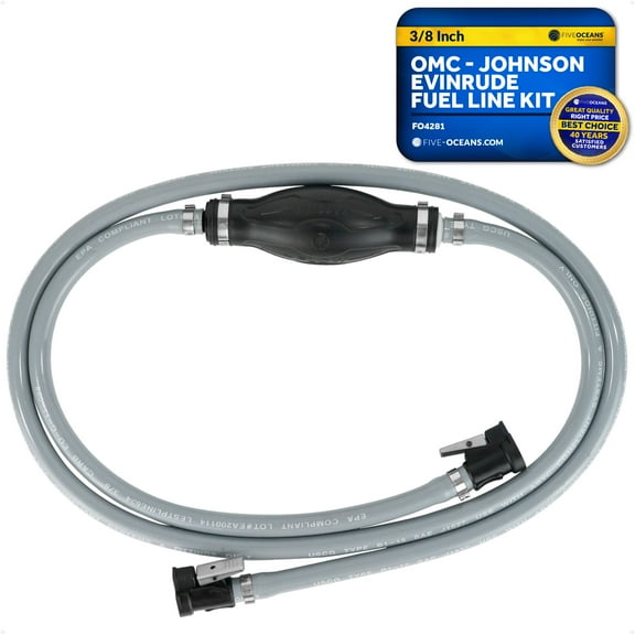 Five Oceans OMC/Johnson/Evinrude Marine Boat Fuel Line Kit, 3/8-Inch x 6-Foot, EPA/CARB Approved, Leakproof, Outboard Fuel Line - FO4281