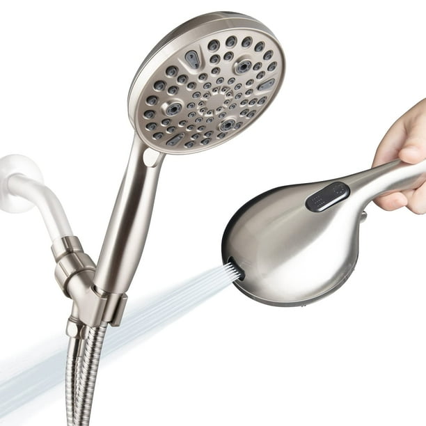 Cabezal de ducha de mano de alta presión, 10 ajustes, 4.7 pulgadas, manguera de 5 pies, soporte ajustable, lavado a presión para bañera, azulejos y ma