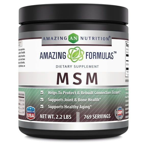 Amazing Formulas MSM Dietary Supplement powder - 2.2 lbs - approx 769 servings - Methylsulfonylmethane Powder Supports Bone Health Protects Tissues Supports Healthy Ageing