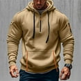 thumbnail image 4 of TOWED22 Men's Fleece Hoodie Casual Long Sleeve 1/4 Zipper Pullover Sweatshirts(Khaki,XL), 4 of 8