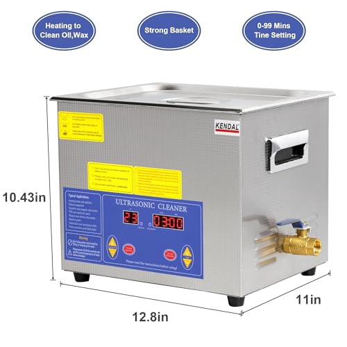 Kendal Commercial Grade 240watts 9L Ultrasonic Cleaner 40kHz with Digital Timer&Heater Cleaning Machine, for Watch Instruments Industrial Parts Excellent Cleaner Solution