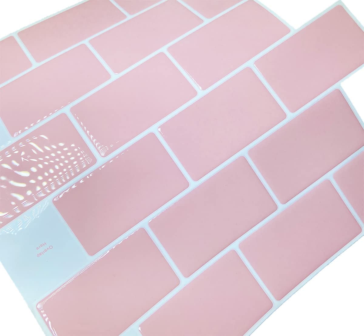 clevermosaics 12x12 Pink Marble Peel and Stick Vinyl Subway Tiles - 10 Sheets