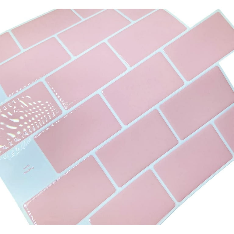 clevermosaics Peel and Stick Pink Subway Tile Backsplash Sticker (10 tiles/set)