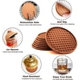 thumbnail image 3 of NOGIS Silicone Coasters for Drinks with Holder, Drink Coasters with Grooved Pattern, Non-Slip Base, Washable and Heat Resistant Coffee Coasters for Table/ Kitchen/Office/Bar (Brown-6 Pack), 3 of 6