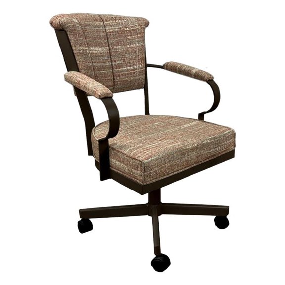 Tobias Designs Swivel Fabric & Metal Caster Dining Chair in Watusi Madder/Brown