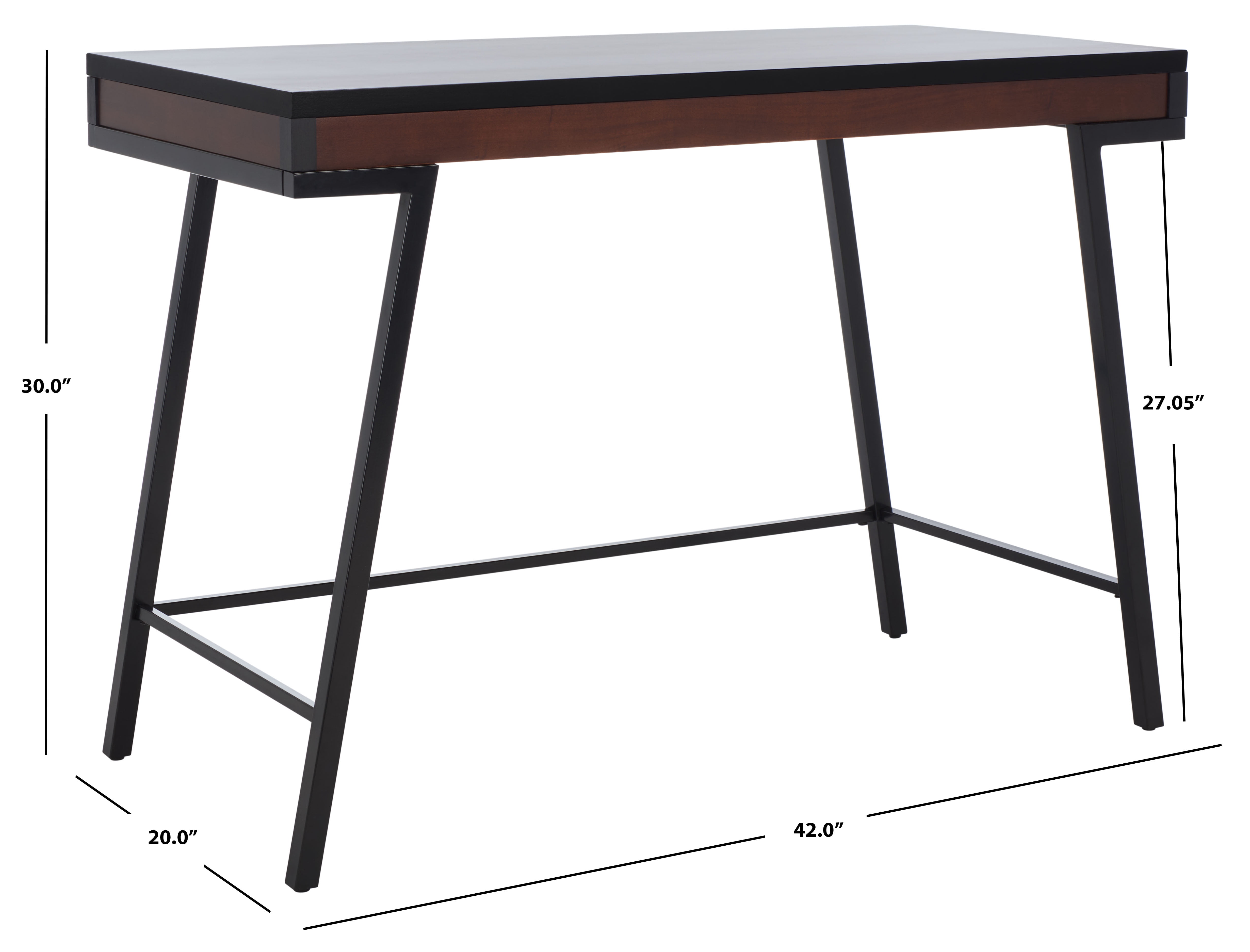 SAFAVIEH LaponteScandinavian Wood Writing Desk, Black/Brown