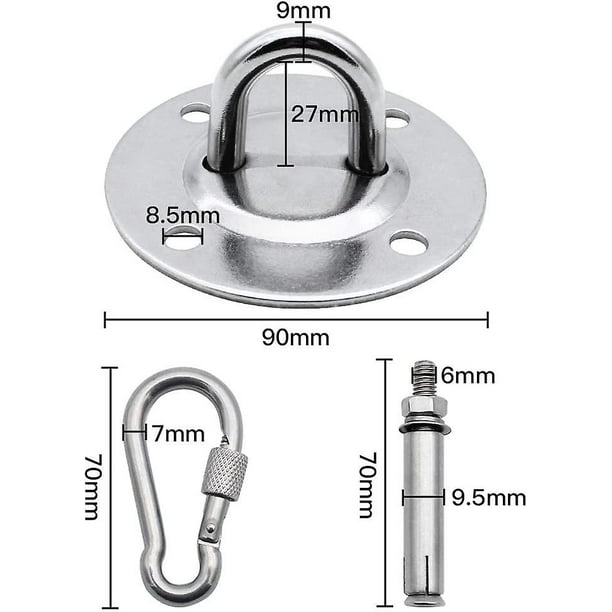Piezas de acero inoxidable de alta resistencia, gancho para el techo, punzonado, soporte de bolsa, juego de hamaca con tornillos, adecuado para gimnasios de yoga aéreo, hamacas, pulling Punch Feliz Sencillez