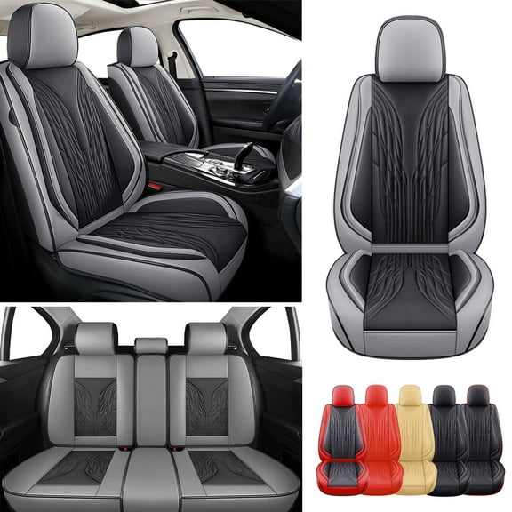 For Mazda CX-5 Seat Cover Full Set, Deluxe PU Leather 5 Seats Auto Front Rear Cushion Protector for 3, Speed6, Protege5 Black Gray