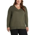thumbnail image 3 of Matty M Women's Lightweight Knit V-Neck Tunic Length Sweater-Green / 3X, 3 of 3