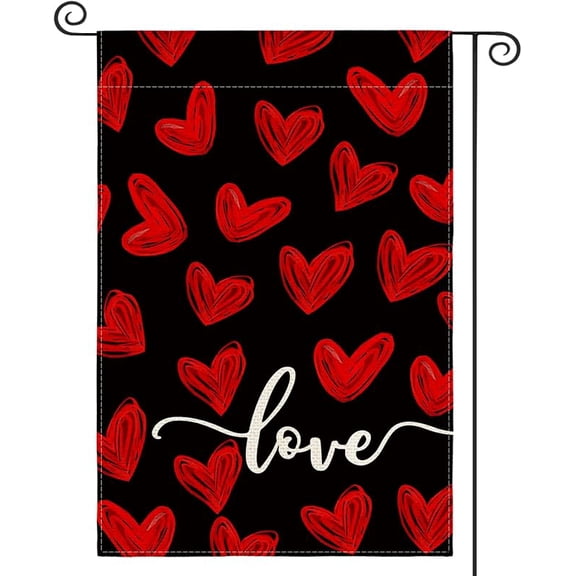 Valentines Day Love Heart Garden Flag Double Sided Outside, Romantic Anniversary Yard Outdoor Flag