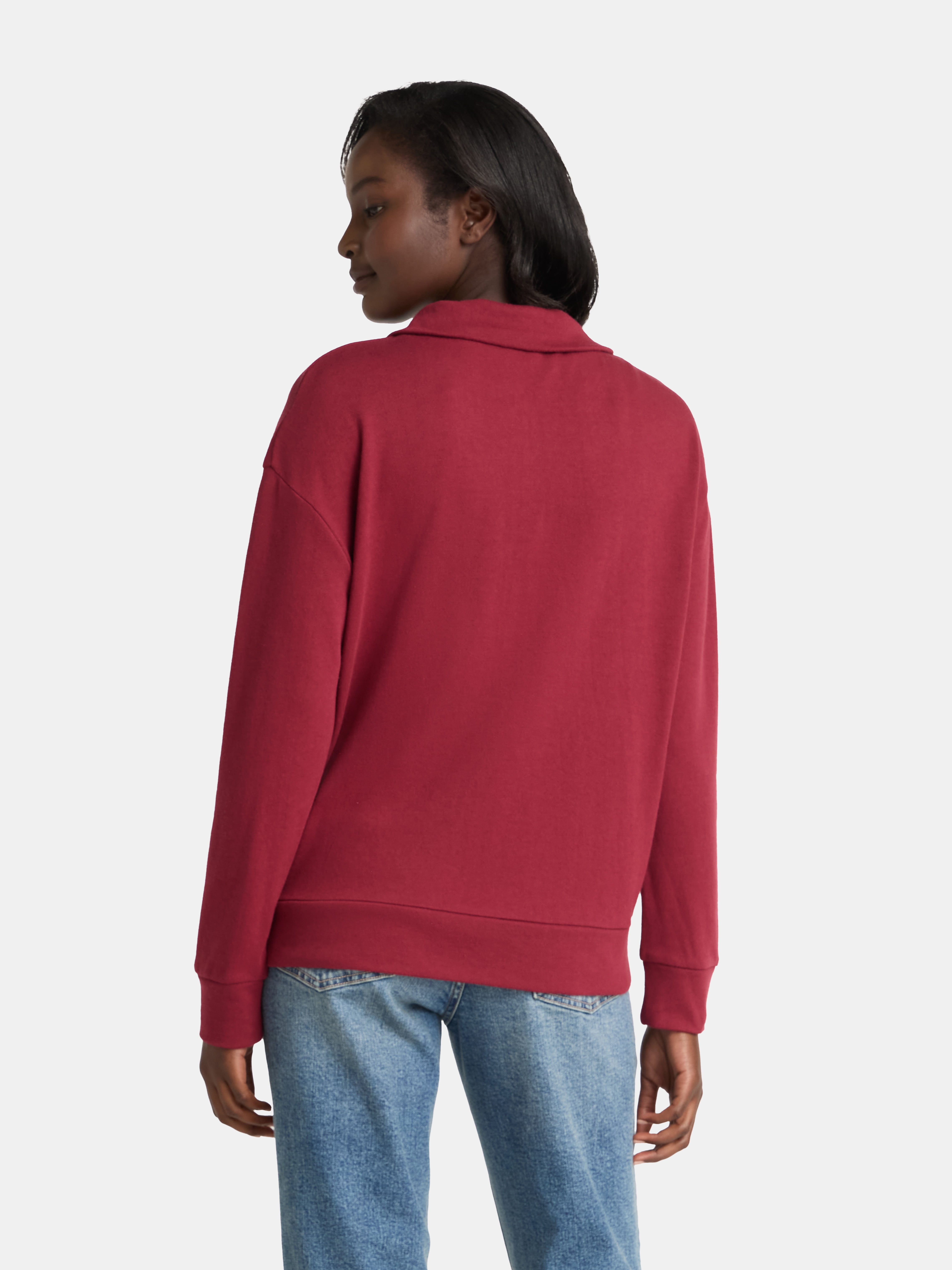 Time and Tru Women's Half Zip Fleece Sweatshirt, Sizes XS-XXXL