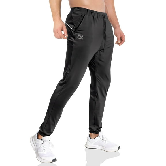 BROKIG Mens Stretch Lightweight Sweatpants with Zip Pockets Tapered Joggers Athletic Pants for Running,Workout,Jogging(Large,Black)