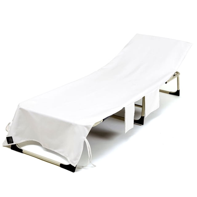 Owl‘s-Yard Solid Beach Chair Cover with Side Pockets Quick-dry Multifunctional Lounger Accessory CQh
