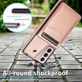 thumbnail image 4 of Dteck Back Wallet Phone Case for Samsung Galaxy S21 4G 5G with ID & Credit Card Holder Slots Pockets Wallet Back Cover Stand Flip Folio Leather Cell Cases Women Men, Rosegold, 4 of 8