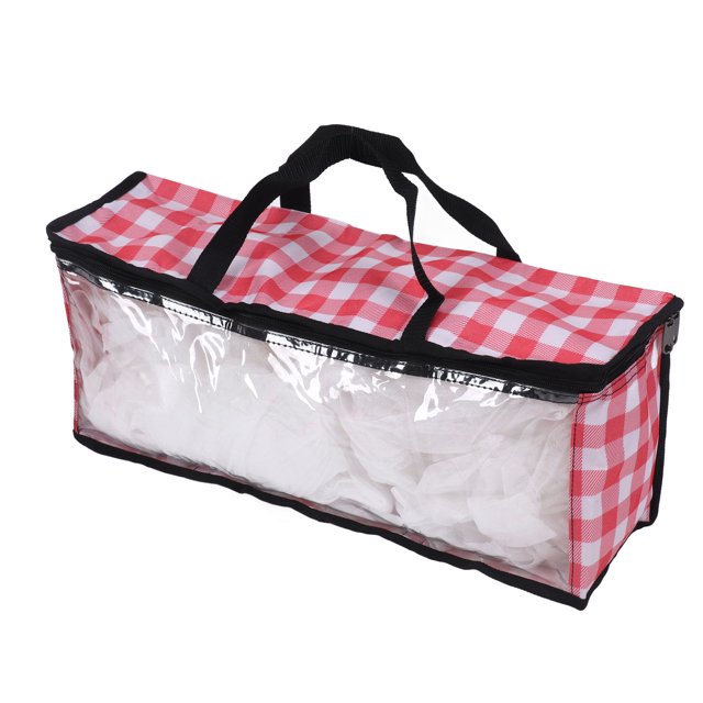 Storage Bag, Dustproof Comfortable Handle Clothes Storage Bag For Books For Shoes Red Plaid