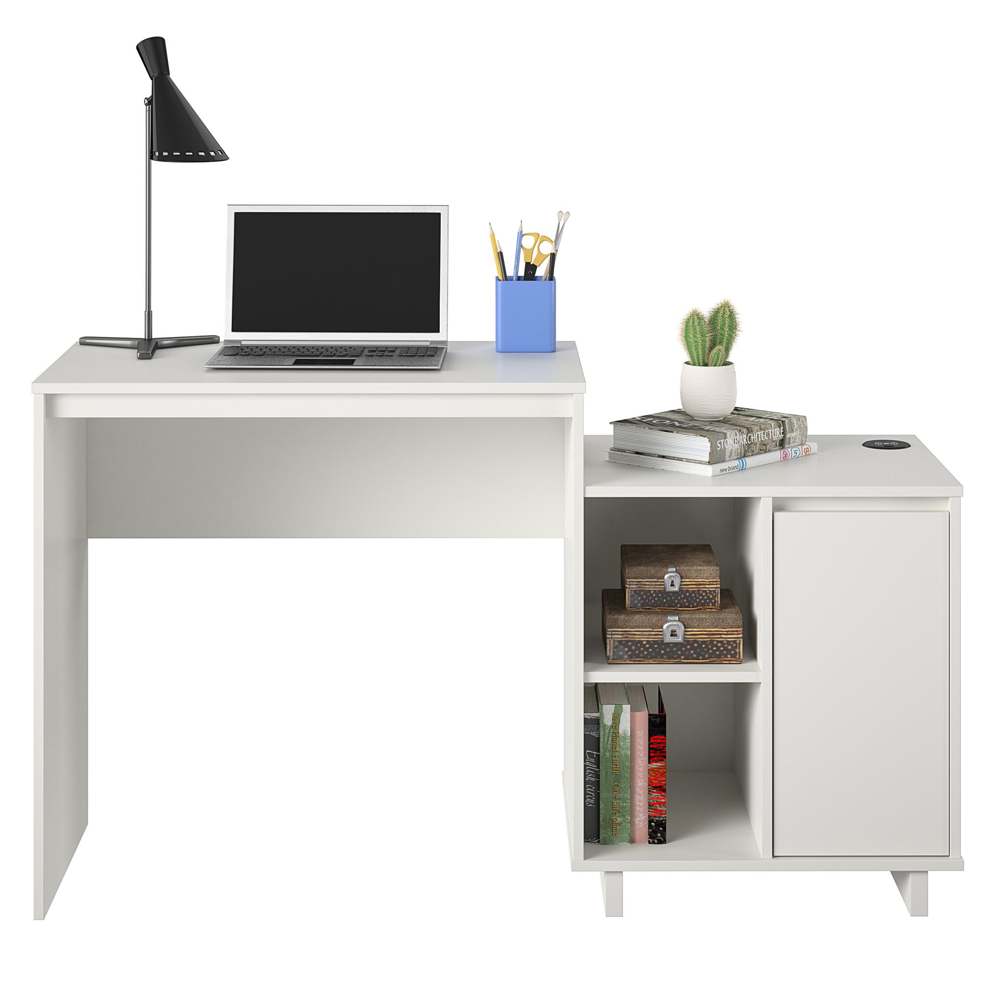 Ameriwood Home Renwick Computer Desk / Cabinet Combo with Wireless Charging Port, White - image 4 of 13
