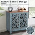 thumbnail image 2 of Alpha Joy 2-Door Hollow Carving Accent Cabinet for Dining Room, Living Room, Blue, 2 of 5