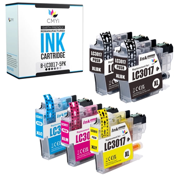 CMYi LC3017 Combo Pack of 5 Ink Cartridges Compatible for Brother MFC Series J5330DW J5335DW J5730DW J6530DW J6930DW (2 Black, 1 each Cyan, Magenta, Yellow)