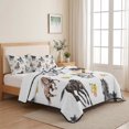 thumbnail image 5 of King Quilt Set 96''x106'', Spring Flowers Lightweight Bedspread Coverlet Set with 2 Pillow Shams, Black Brown White Horse Country Vintage Breathable All Season Quilt Bedding for Bedroom/Guest Room, 5 of 9