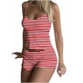thumbnail image 3 of Wiyuqeen Pajamas for Women Set Two Piece Sleeveless Crop Top and Shorts Cute Striped Print Lounge Cami Pj Set Sleepwear Loungewear, 3 of 9