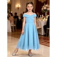 thumbnail image 6 of Hansber Off Shoulder Flower Girl Dress Junior Bridesmaid Wedding Evening Pageant Birthday Party Prom Gown Light Blue 8, 6 of 7