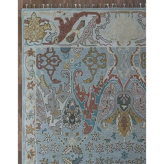 Ikat Grey 3'x5′ Area Rug Handcrafted Motif Floral Design Oriental Traditional Design Non-Shedding Fine Wool Pile & Easy-Care Areas in Living Room Bedroom