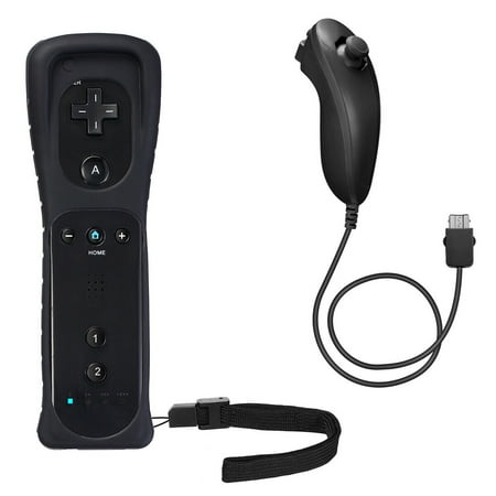 Built in Motion Plus Remote Controller & Nunchuck + Case for Nintendo Wii/Wii U Console Video Games