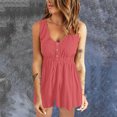 thumbnail image 2 of TAIAOJING Women Casual Jumpsuits Summer Shorts Jumpsuit Plain Scoop Neck Button Down Sleeveless Tank Top Rompers With Pockets, 2 of 5