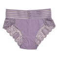 thumbnail image 2 of Women’s Underwear Women's Solid Color High Waist Lace Seamless Abdomen Belt Comfortable Breathable Briefs Cotton Seamless Underwear Women Purple S, 2 of 3