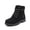 Black, variant on Women Lace Up Knit Cuff Combat Style Boots, Low Block Heel Anti Slip Casual Outdoor Short Booties