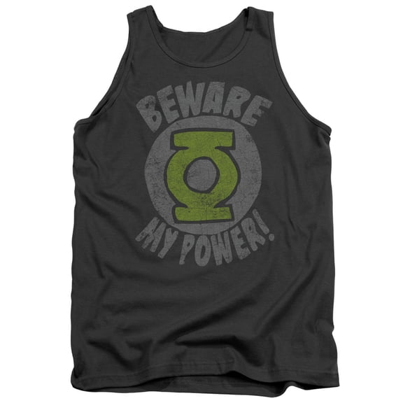Green Lantern Beware Adult Tank Top Charcoal