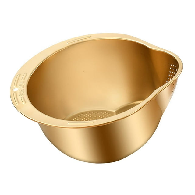 Cuenco de cesta de drenaje de cocina perfecl Colador de limpiador de arroz Dorado