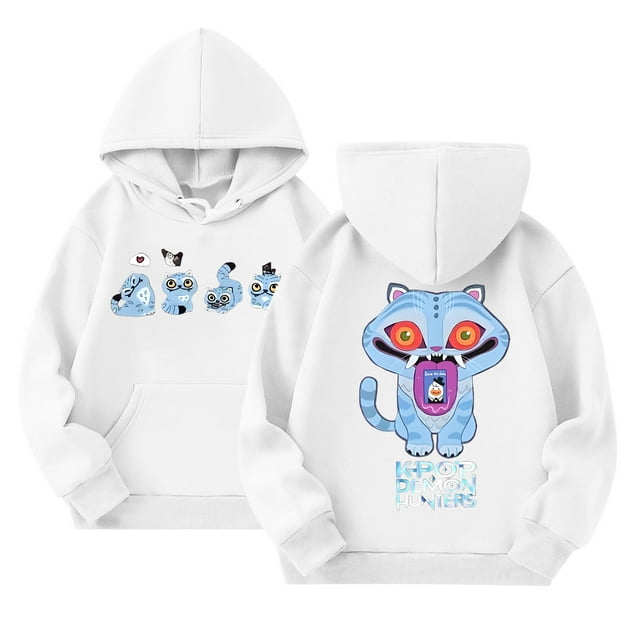 Moonsky Sudadera con capucha y cordón HUNTRX, estampado de grupo de chicas coreanas, jersey corto, suave y cómodo, top de manga larga para primavera y otoño. Blanco 130