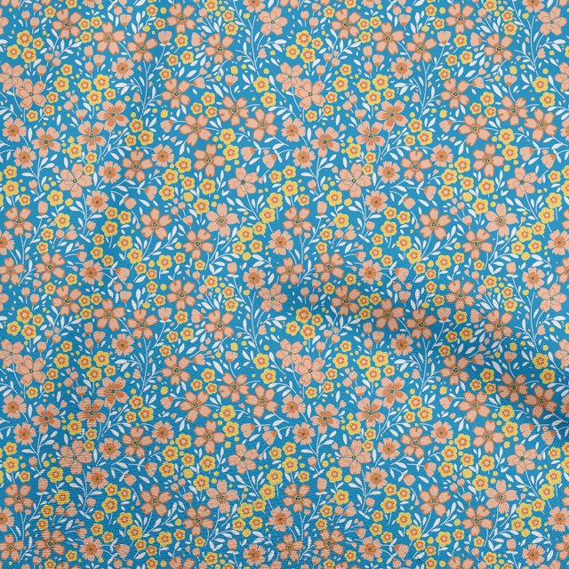 oneOone Viscose Chiffon Blue Fabric Floral Sewing Craft Projects Fabric Prints By Yard 42 Inch Wide
