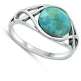 thumbnail image 4 of CHOOSE YOUR COLOR Vintage Round Simulated Turquoise Promise Ring .925 Sterling Silver Band Blue CZ Female Size 4, 4 of 4