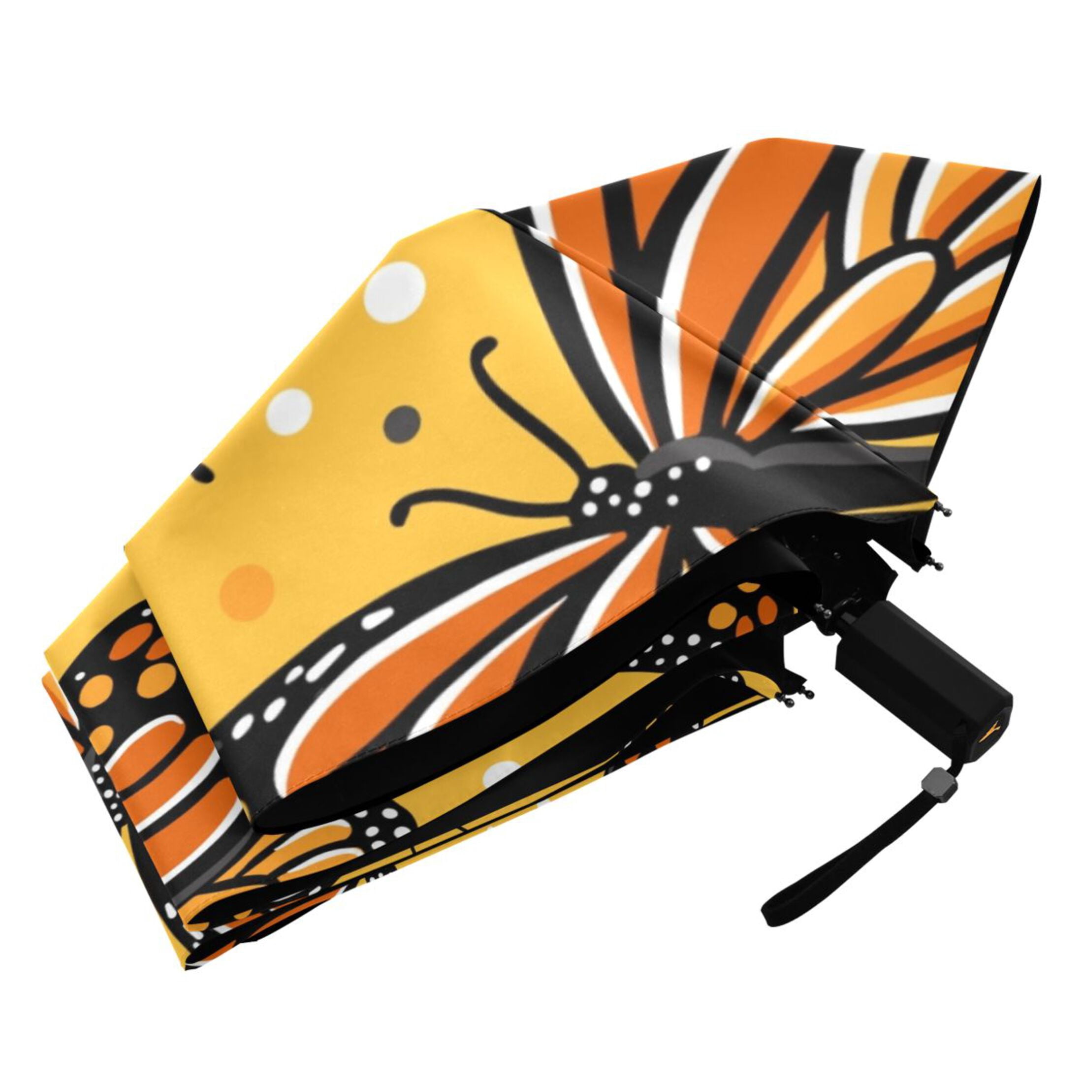 Monarch Butterflies Compact Folding Umbrella for Rain Windproof Travel Umbrella UPF 50+ Lightweight Packable Arc Size