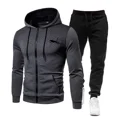 thumbnail image 3 of Chándal de moda con cremallera para hombre, Sudadera con capucha, ropa de gimnasio para Fitness, conjunto de ropa deportiva para correr, chándal para correr al aire libre, otoño e invierno, nuevo, 3 of 5