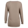 thumbnail image 3 of ibuvkizy Long Sleeve Shirts for Women,Womens Tops Dressy Casual,Oversized Tshirts Shirts for Women Solid Workout Sweatshirts Casual Basic Long Sleeve Shirt Classic V-Neck Tops Khaki,XXL, 3 of 4