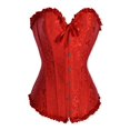 thumbnail image 4 of MISS MOLY Brocade Corset Bustier Top Lace Up Back Lingerie Bodyshaper Waist Cincher Corsets Plus Size Red 5XL, 4 of 4